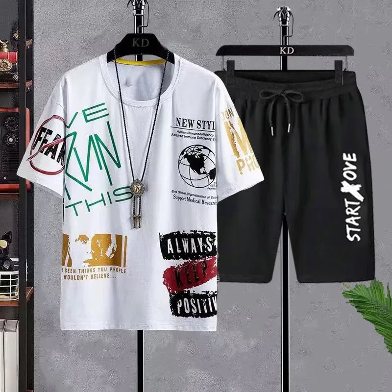 Suits for Men 2026 Summer Casual Joggers Tracksuit Casual Sweatpants Streetwear Anime Shorts Set Men's Sport Outfit T-shirts